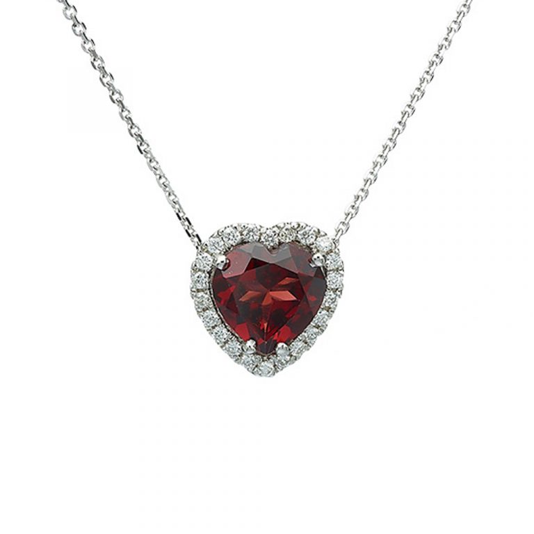 Color - Rhodolite & Diamonds Heart Pendant