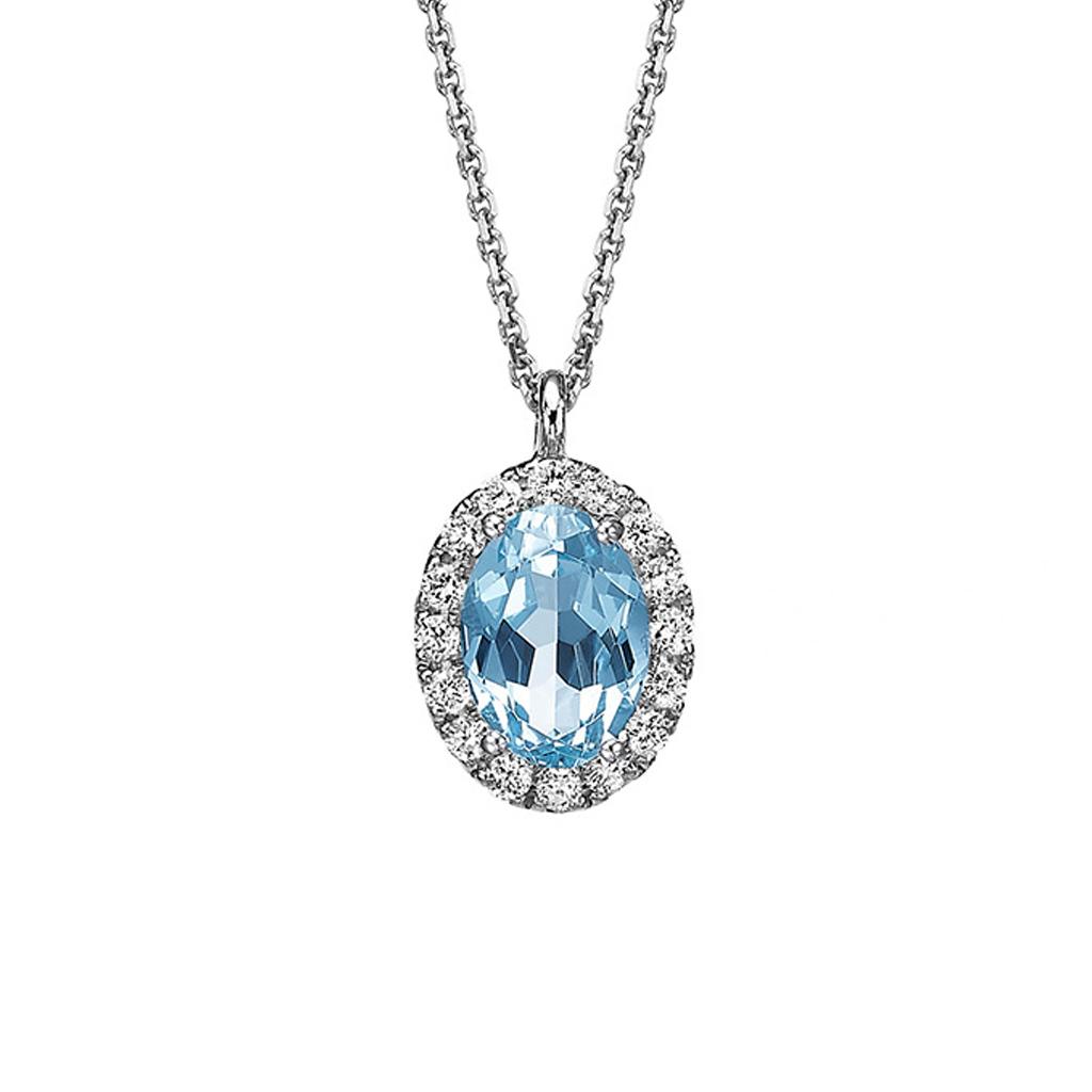 Color - Oval Aquamarine & Diamonds Pendant