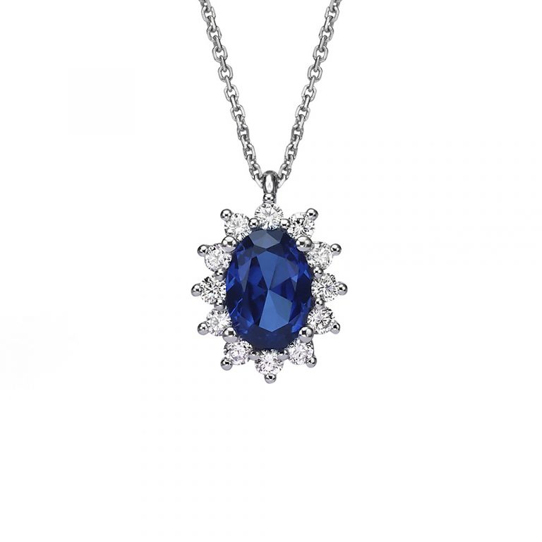 Color - Blue Sapphire & Diamonds Pendant