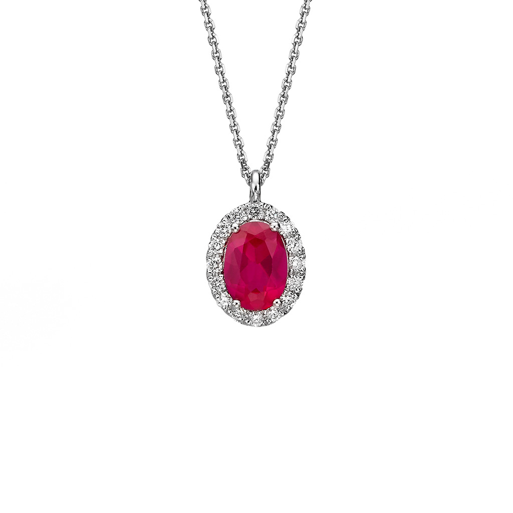 Color - OV Ruby & Diamonds Pendant