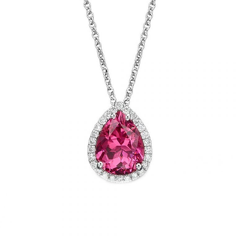 Color - PS Pink Tourmaline & Diamonds Pendant