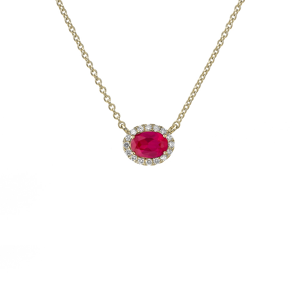 Color - Ruby & Diamonds Pendant with Yellow Gold