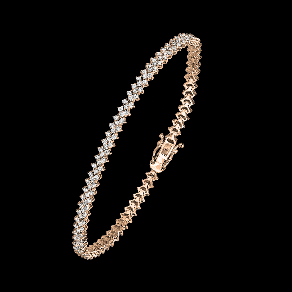 Tennis Bracelete & Hoops - 3 Row Top Bracelet Rose Gold