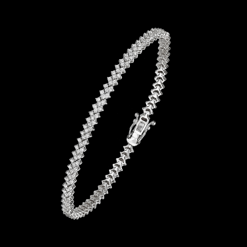 Tennis Bracelete & Hoops - 3 Row Top Bracelet White