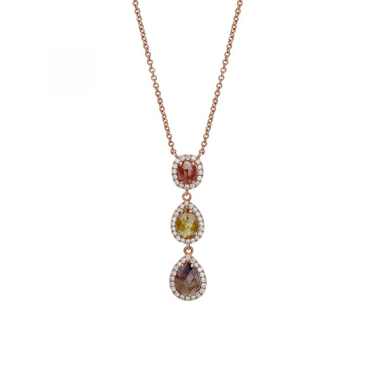 COLOR - Triple Rough Diamonds Necklace