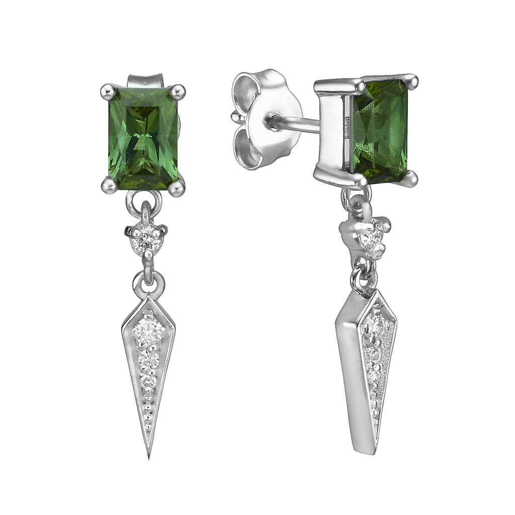 Color - Green Tourmaline + Hanging Dalton Earrings