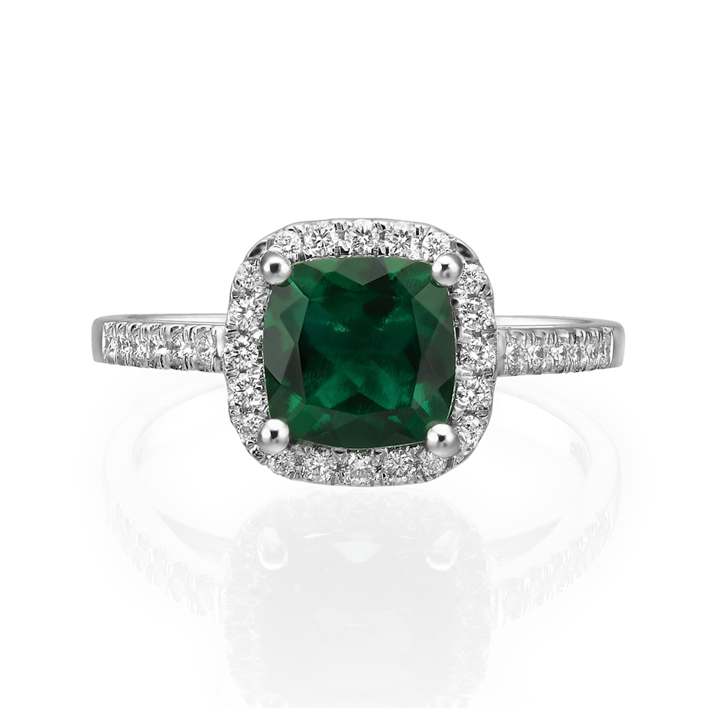 Color - Chusion Emerald Chetam 7/7 With Diamonds Ring